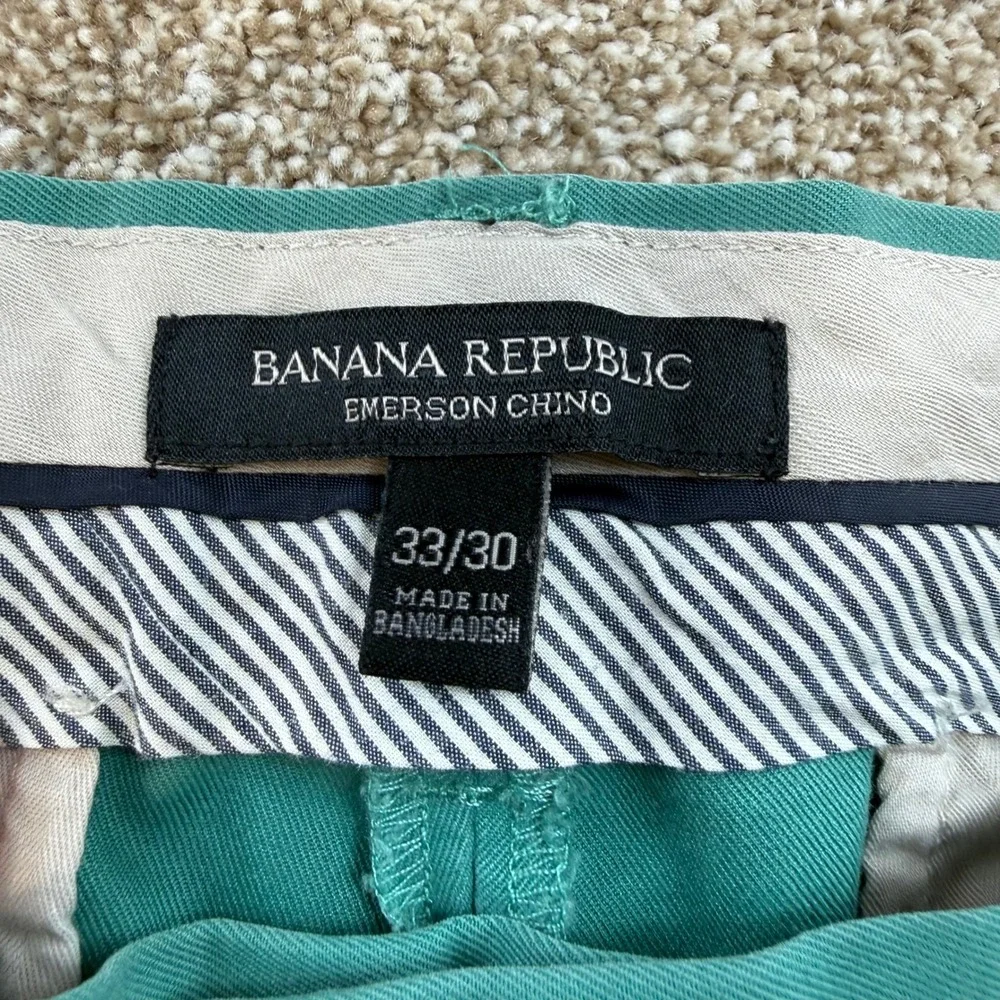 Banana Republic Emerson Chino Mens 33x30 Seafoam Green Pants Trousers Office‎